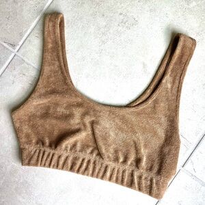 Zara Brown Terry-Cloth Crop Top
